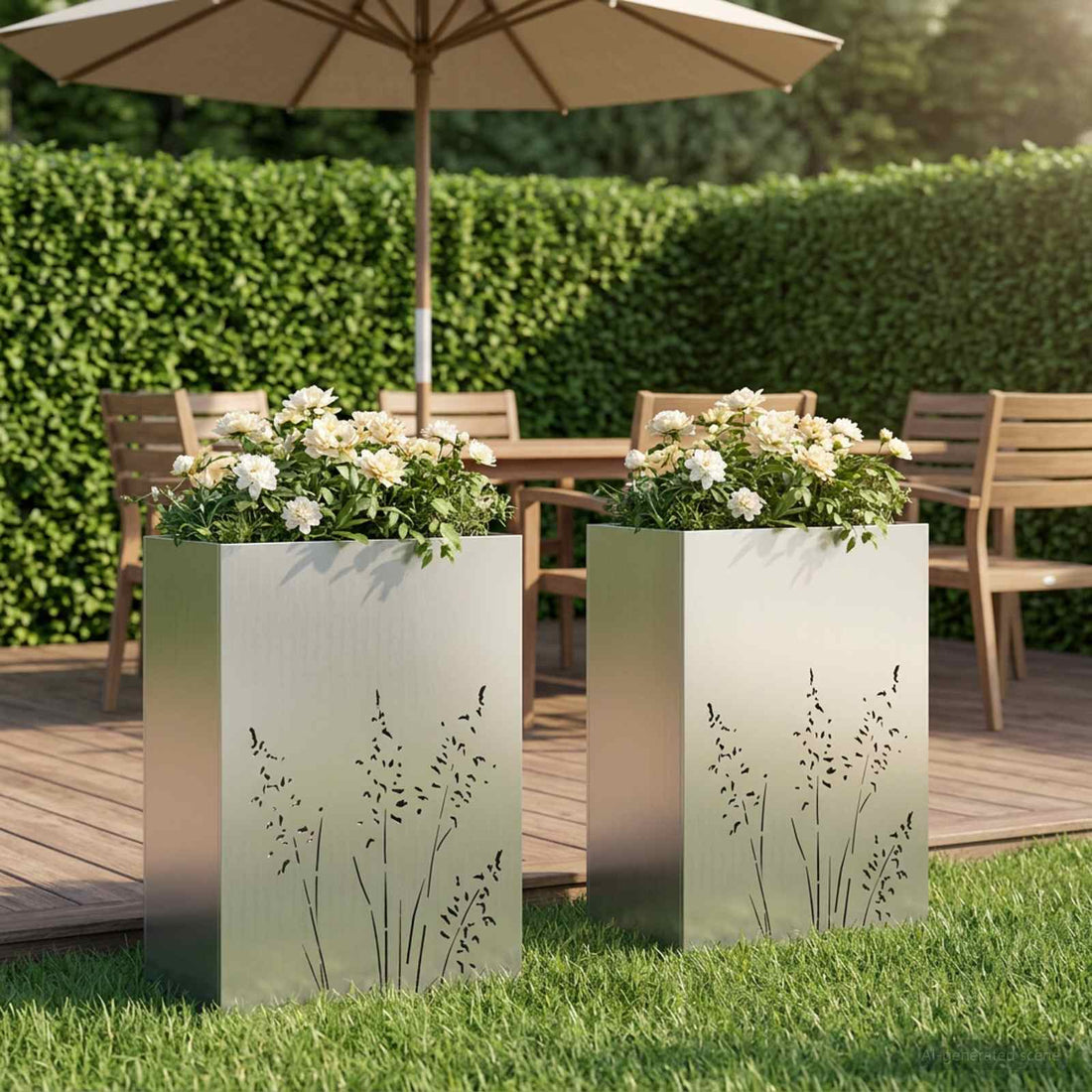 vidaXL Macetero de Jardín 2 uds. Plateado 50 x 30 x 75 cm