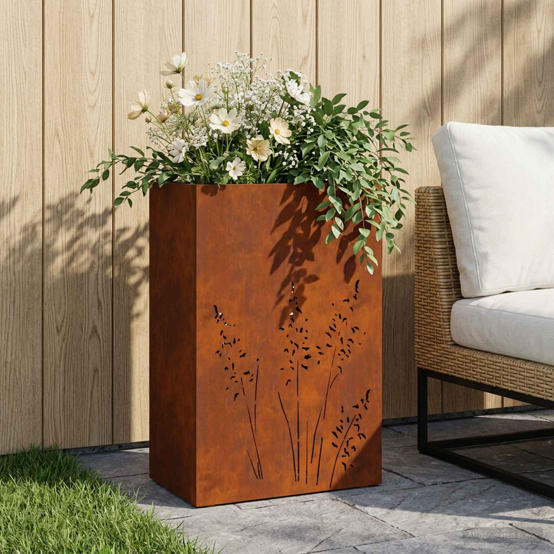 vidaXL Macetero de Jardín Oxidado 50 x 30 x 75 cm Acero oxidado