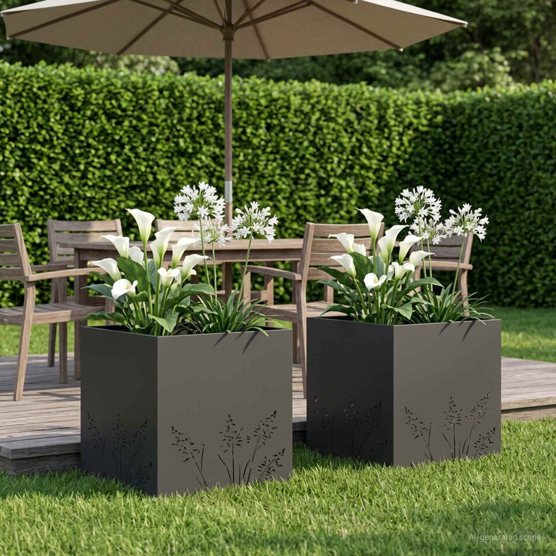 vidaXL Macetero de Jardín 2 uds. Negro 50 x 50 x 49 cm