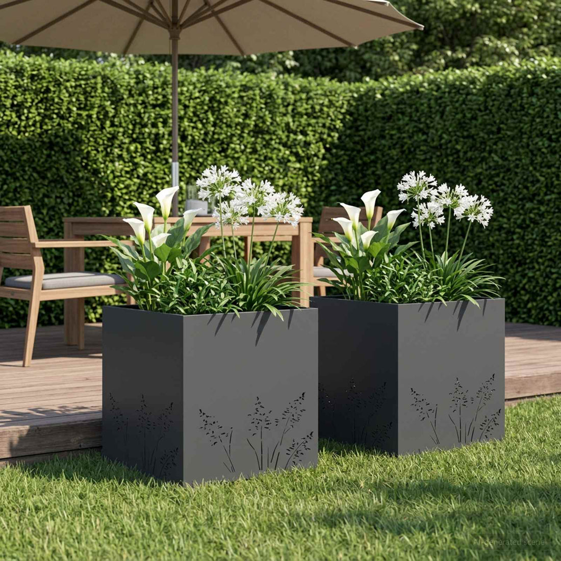 vidaXL Macetero de Jardín 2 uds. Gris antracita 50 x 50 x 49 cm