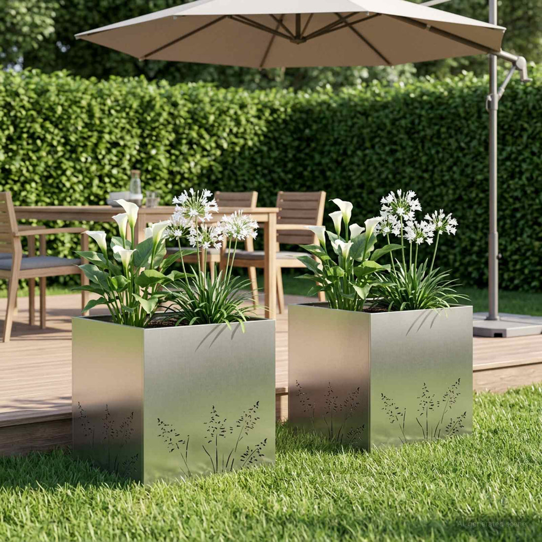 vidaXL Macetero de Jardín 2 uds. Plateado 50 x 50 x 49 cm