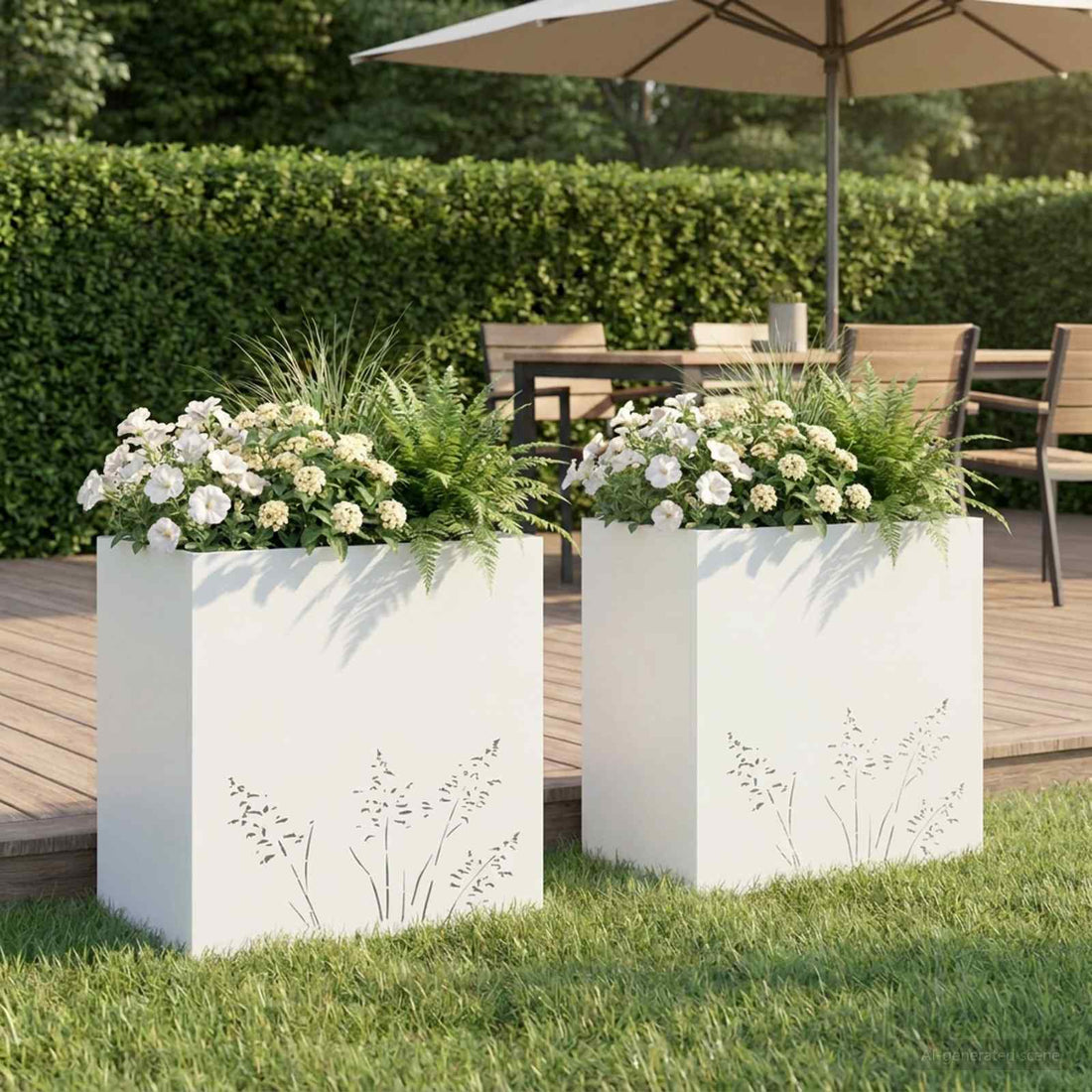 vidaXL Macetero de Jardín 2 uds. Blanco 50 x 30 x 49 cm