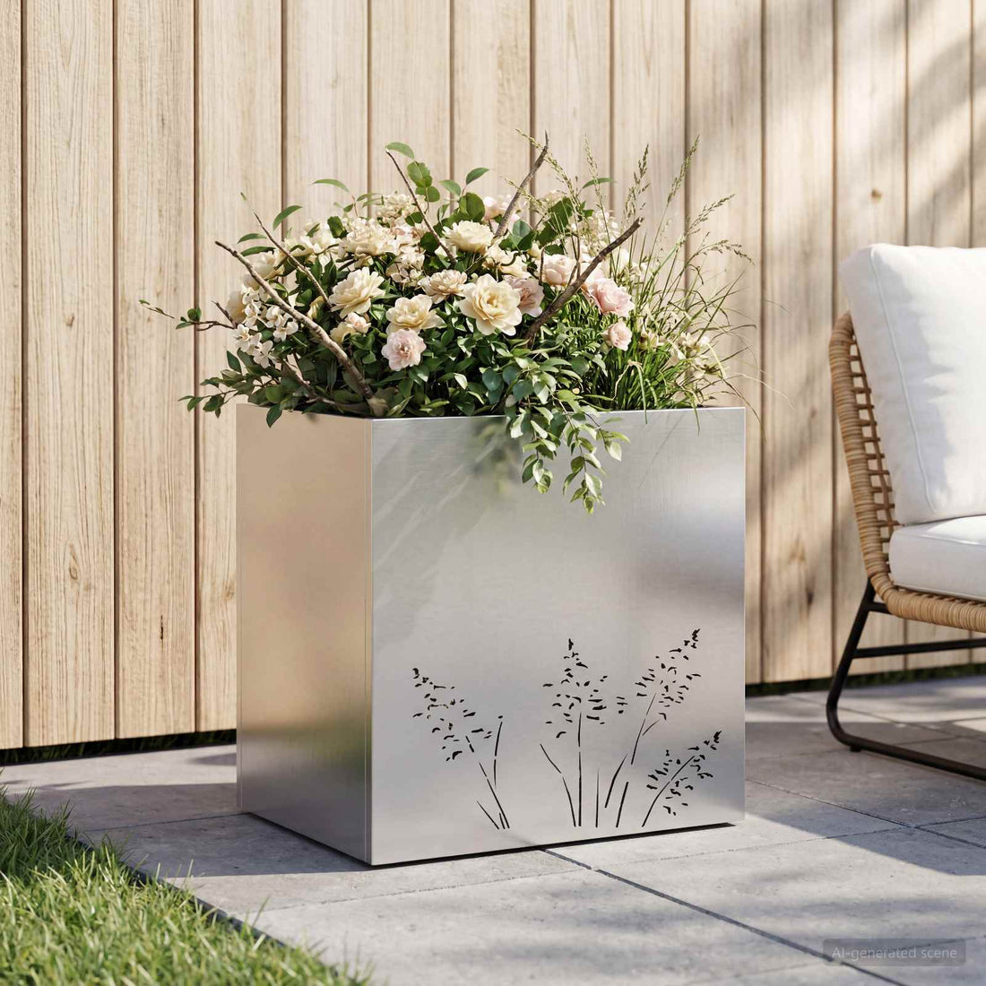 vidaXL Macetero de Jardín Plateado 50 x 30 x 49 cm Acero Galvanizado