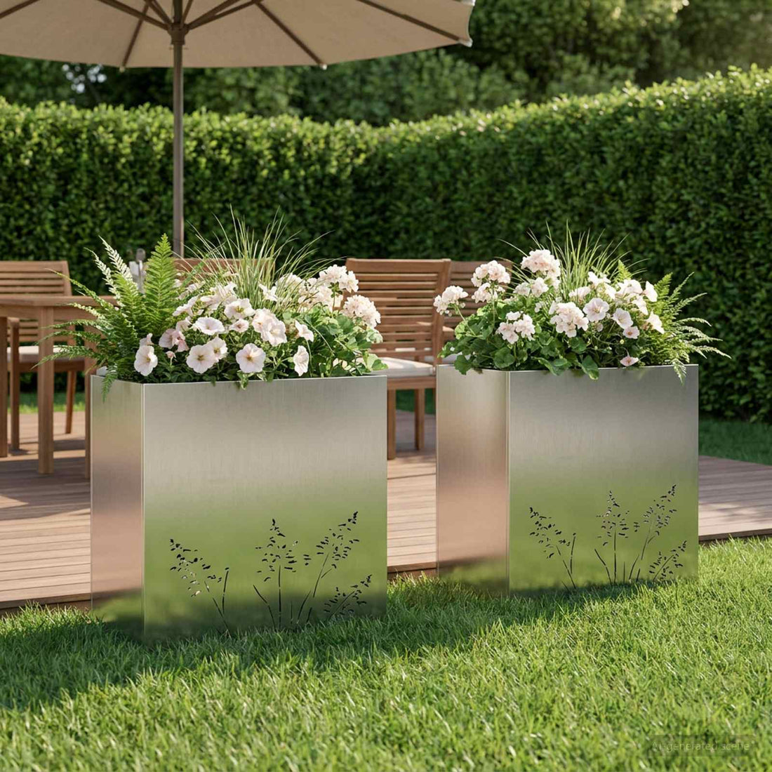 vidaXL Macetero de Jardín 2 uds. Plateado 50 x 30 x 49 cm