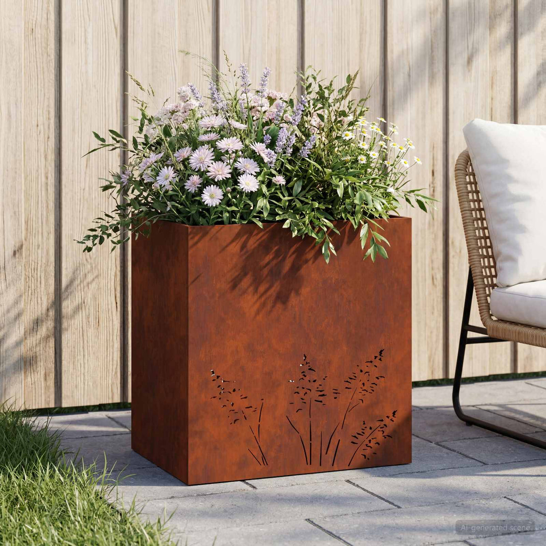 vidaXL Macetero de Jardín Oxidado 50 x 30 x 49 cm Acero oxidado