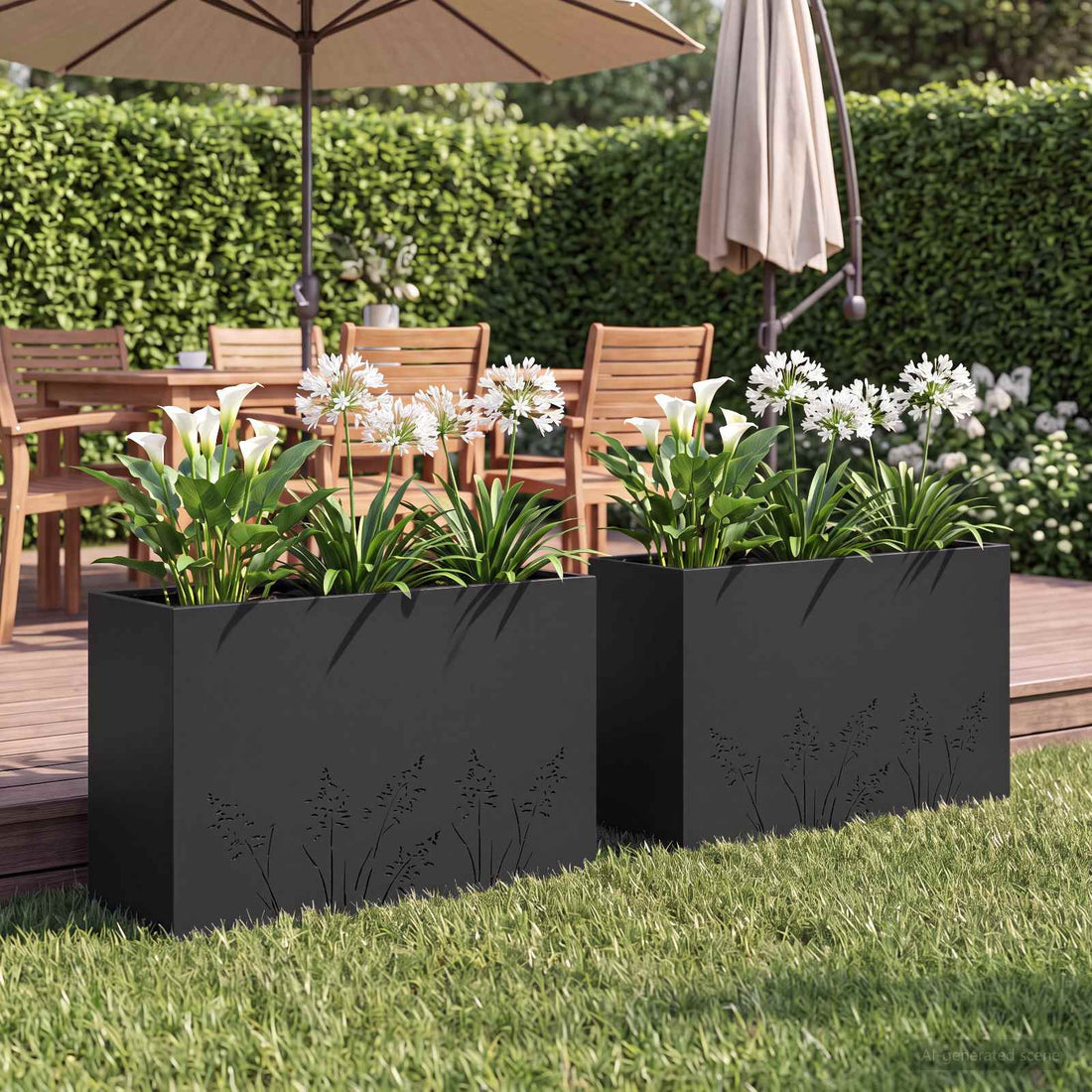 vidaXL Macetero de Jardín 2 uds. Negro 80 x 20 x 49 cm