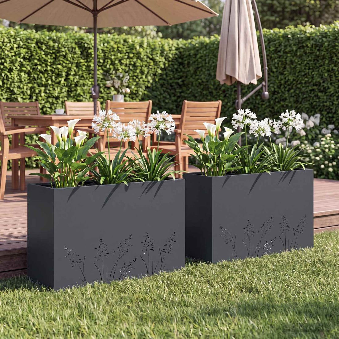vidaXL Macetero de Jardín 2 uds. Gris antracita 80 x 20 x 49 cm