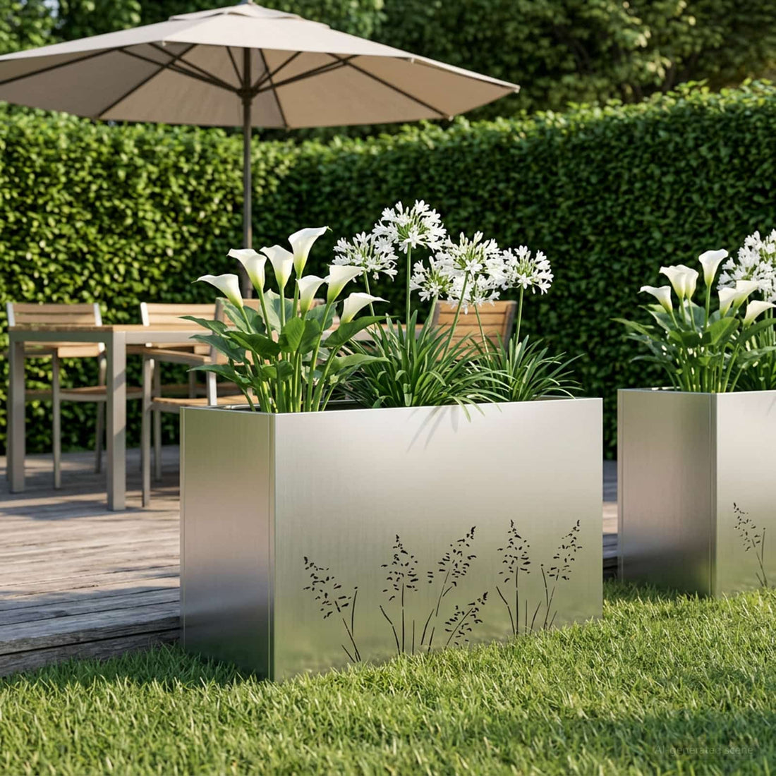 vidaXL Macetero de Jardín Plateado 80 x 20 x 49 cm Acero inoxidable