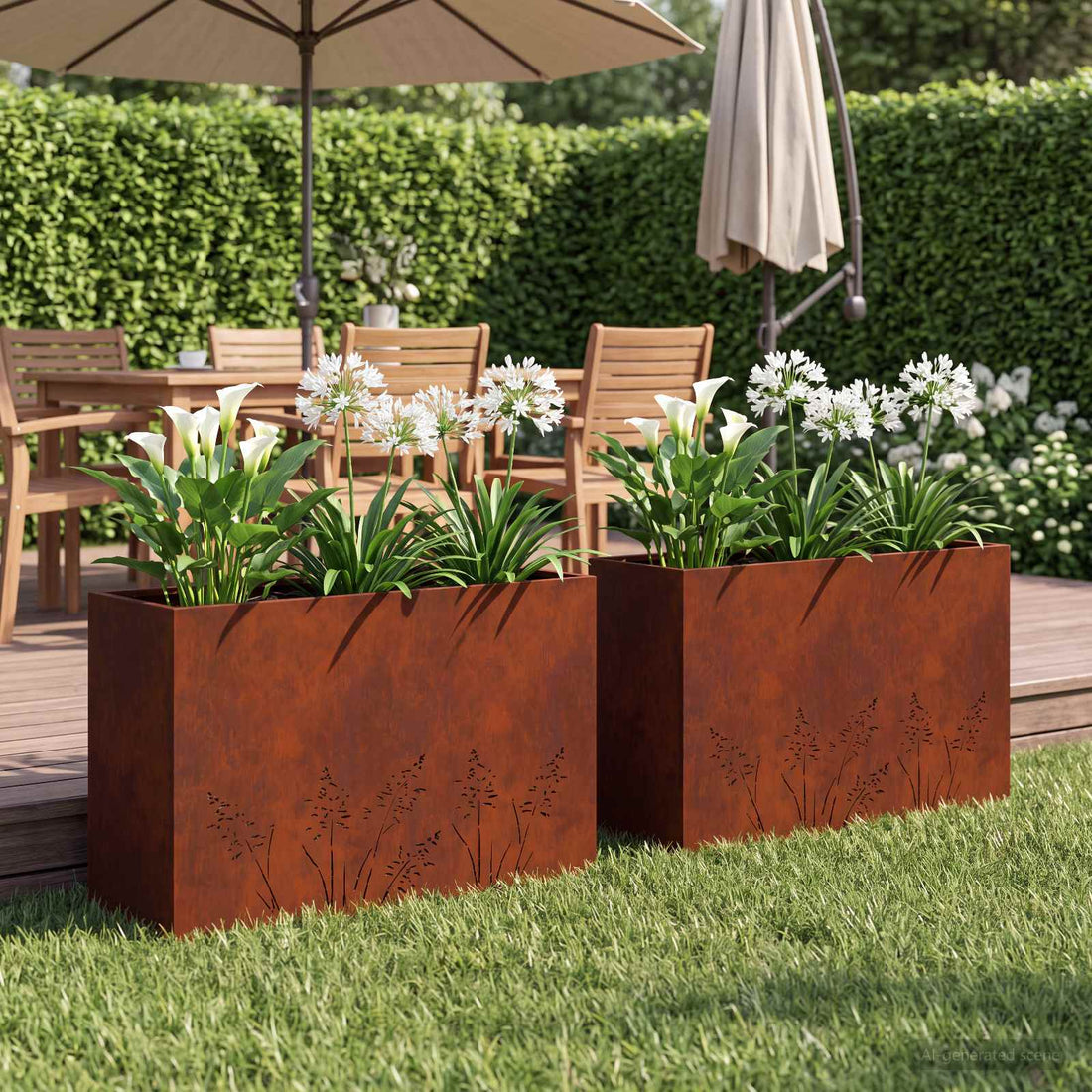 vidaXL Macetero de Jardín 2 uds. Oxidado 80 x 20 x 49 cm Acero oxidado