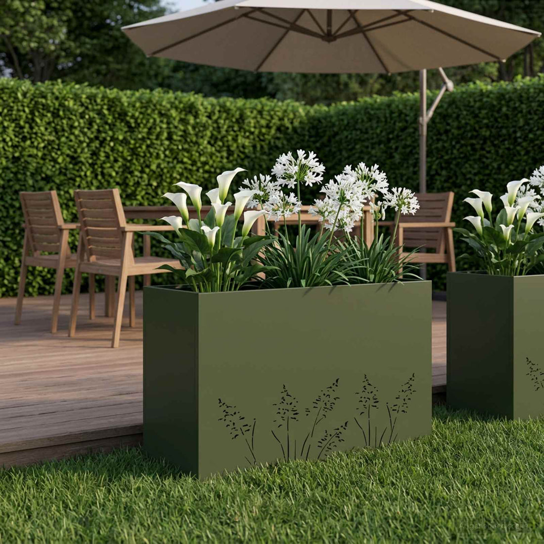 vidaXL Macetero de Jardín Verde oliva 80 x 30 x 49 cm