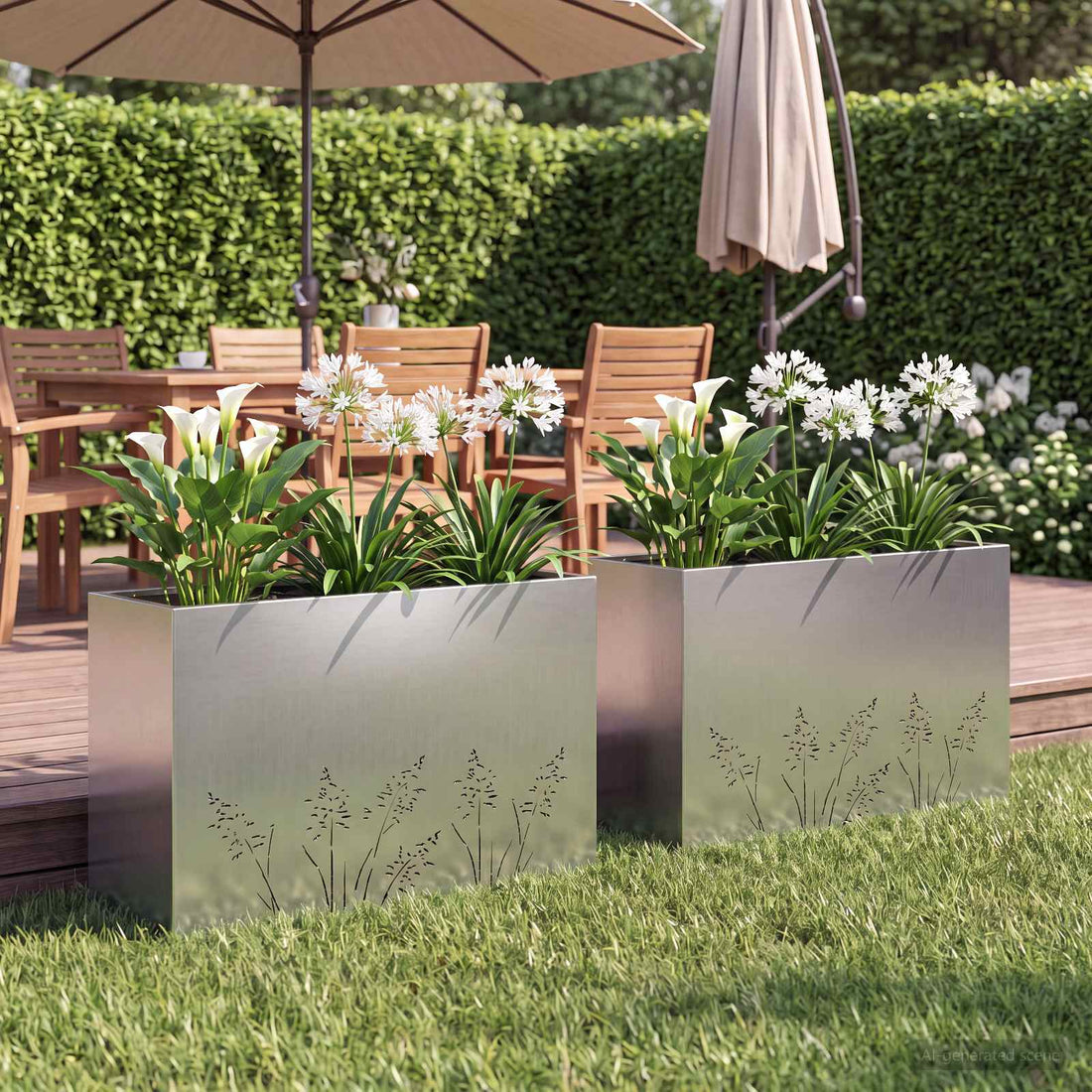 vidaXL Macetero de Jardín 2 uds. Plateado 80 x 30 x 49 cm