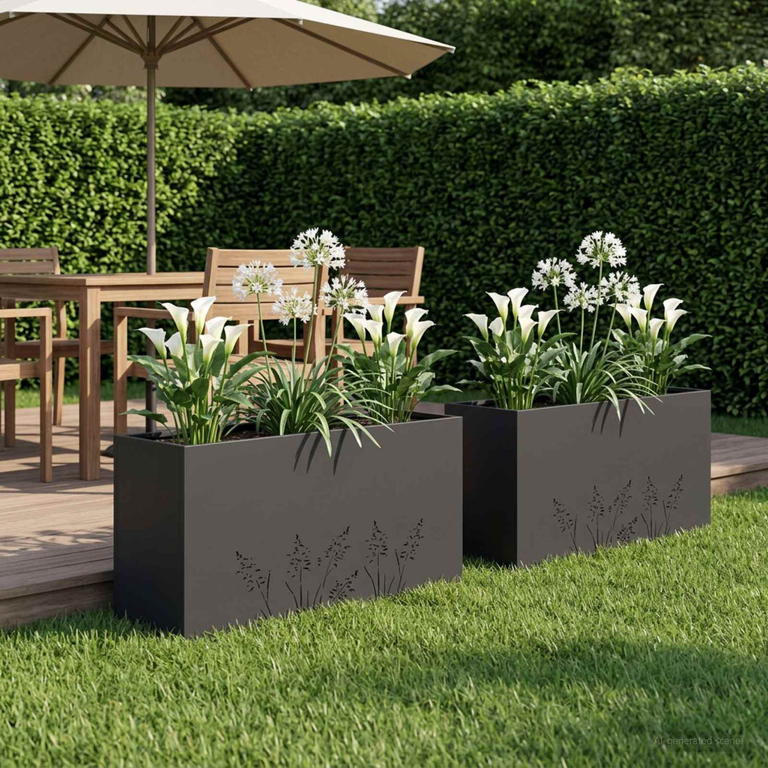 vidaXL Macetero de Jardín 2 uds. Negro 100 x 20 x 49 cm