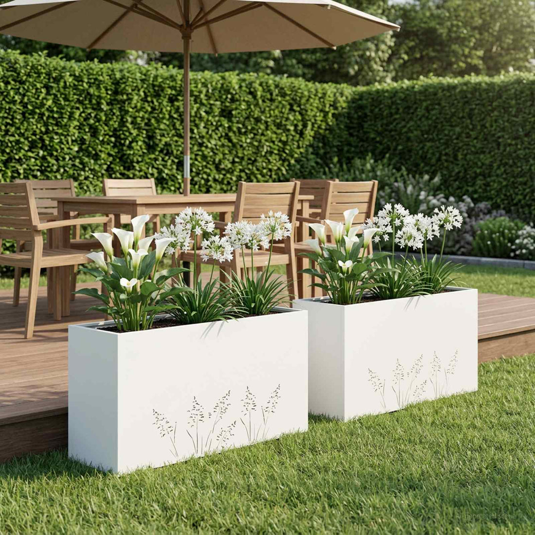 vidaXL Macetero de Jardín 2 uds. Blanco 100 x 20 x 49 cm