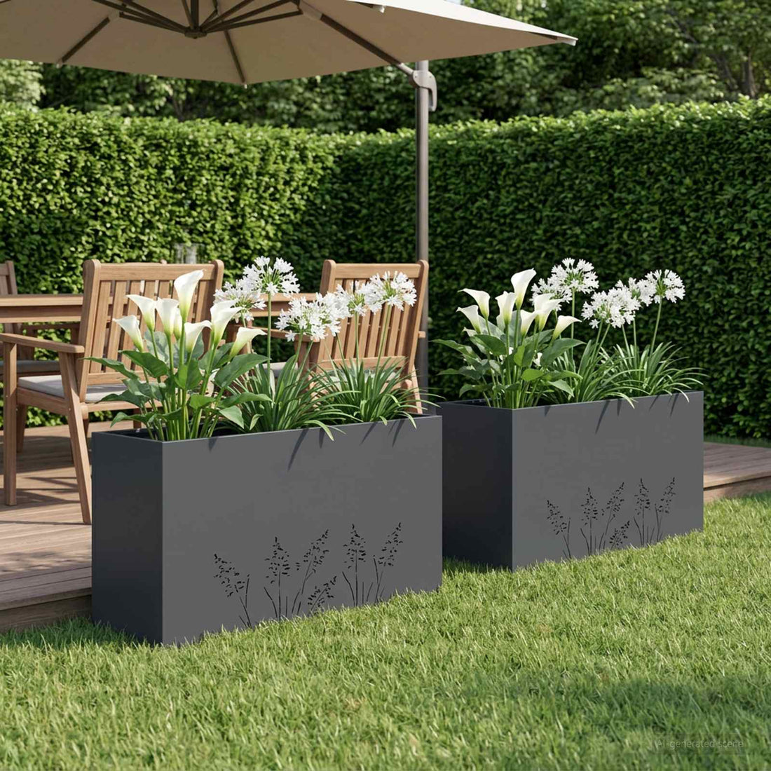 vidaXL Macetero de Jardín 2 uds. Gris antracita 100 x 20 x 49 cm