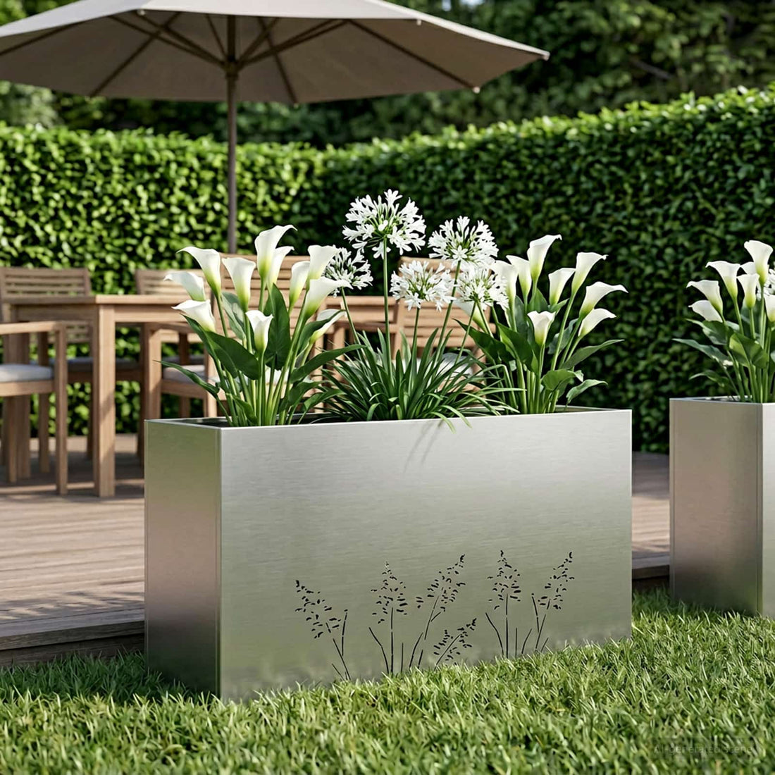 vidaXL Macetero de Jardín Plateado 100 x 20 x 49 cm Acero inoxidable