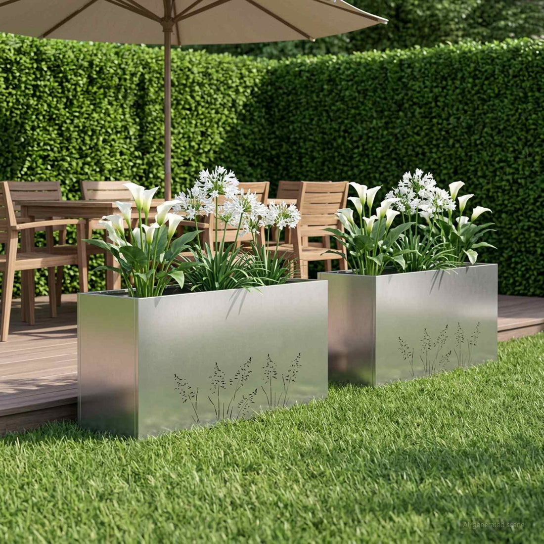 vidaXL Macetero de Jardín 2 uds. Plateado 100 x 30 x 49 cm