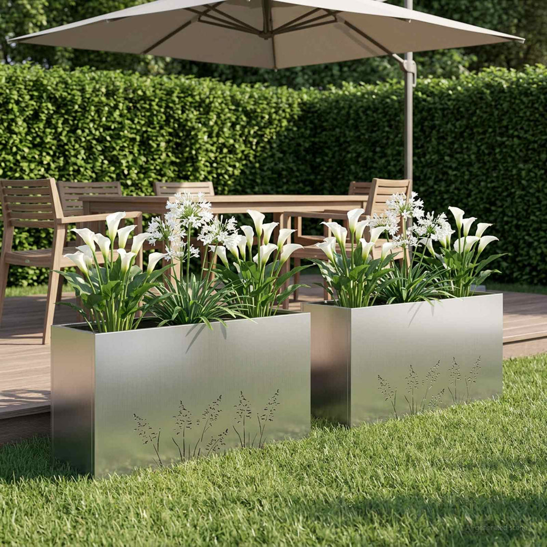 vidaXL Macetero de Jardín 2 uds. Plateado 100 x 30 x 49 cm