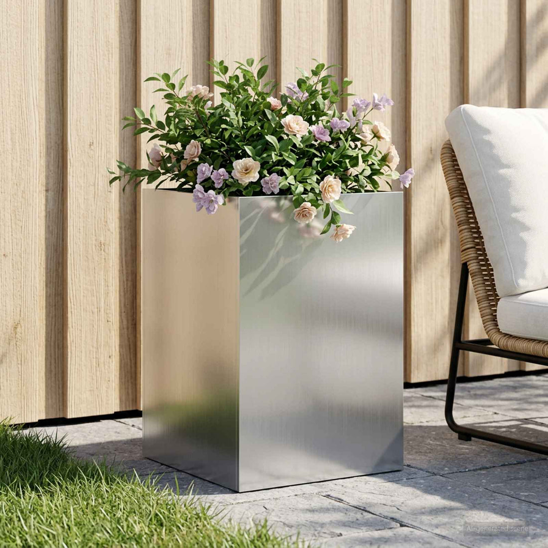 vidaXL Macetero de Jardín Plateado 40 x 40 x 60 cm Acero Galvanizado