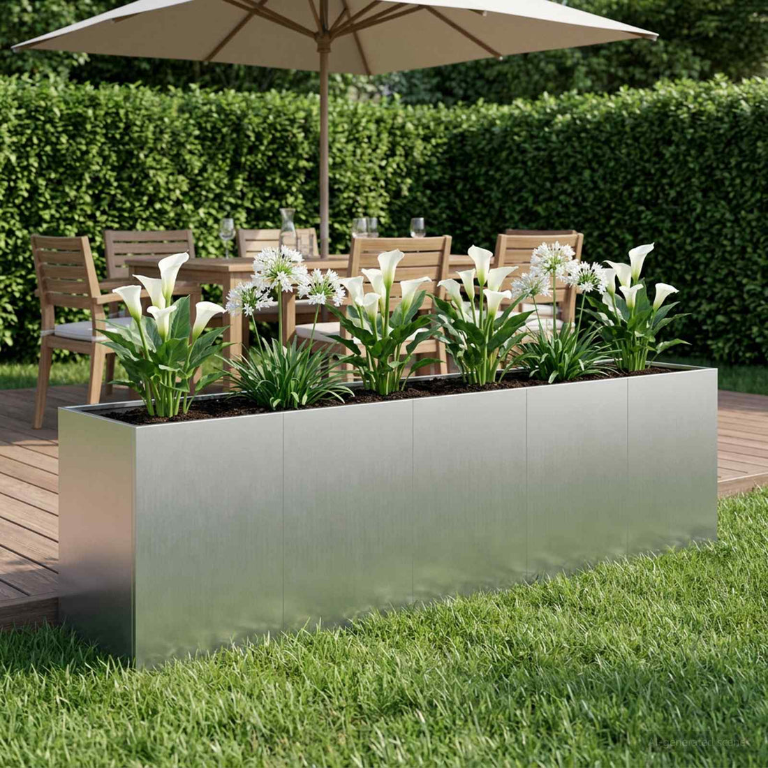 vidaXL Macetero de Jardín Plateado 200 x 40 x 60 cm Acero Galvanizado
