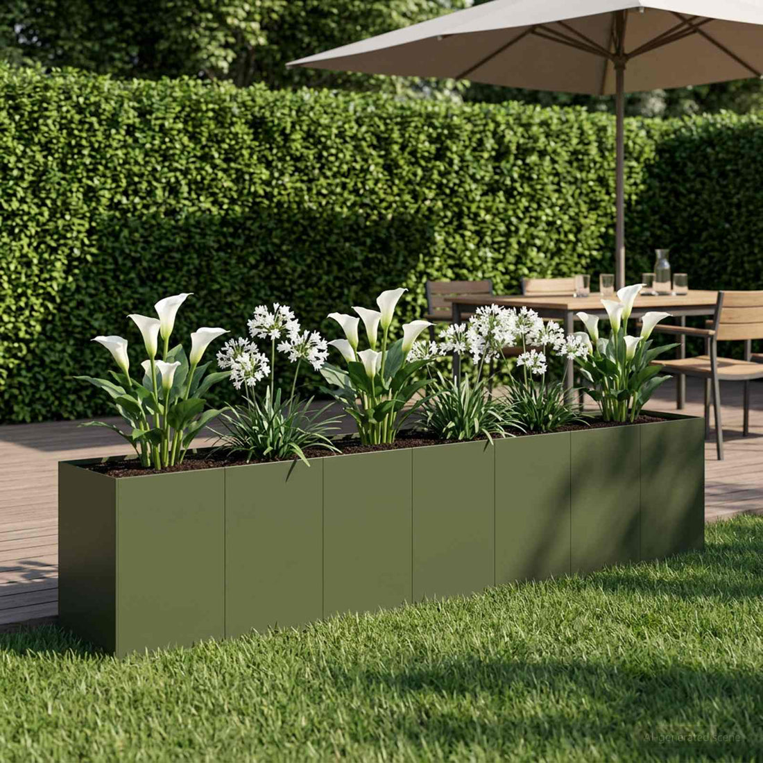 vidaXL Macetero de Jardín Verde oliva 280 x 40 x 60 cm