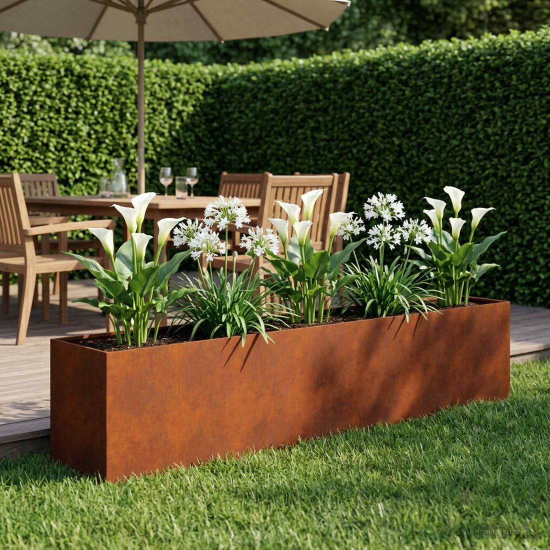 vidaXL Macetero de Jardín Oxidado 280 x 40 x 60 cm Acero oxidado