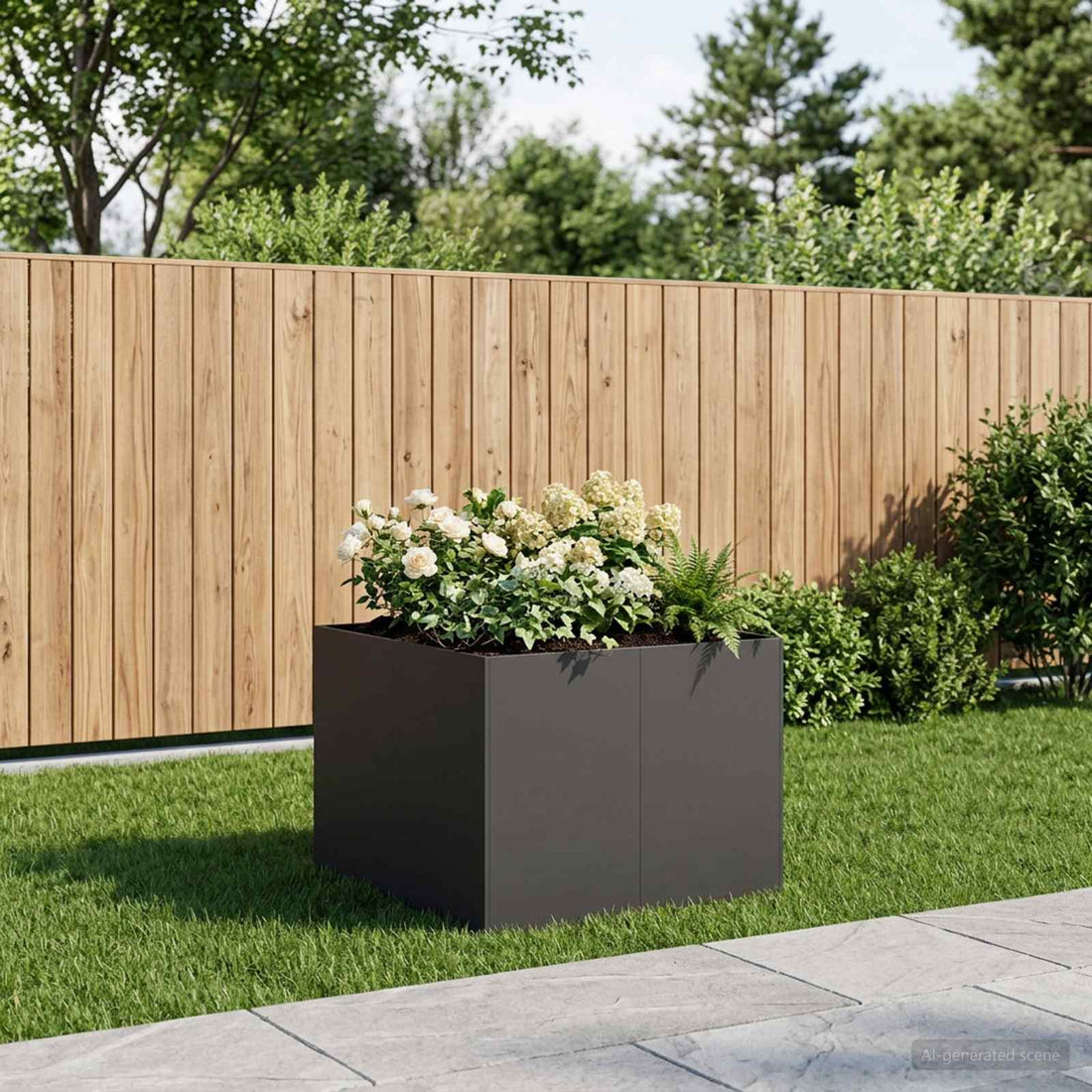 vidaXL Macetero de Jardín Negro 80 x 80 x 60 cm Acero laminado en frío
