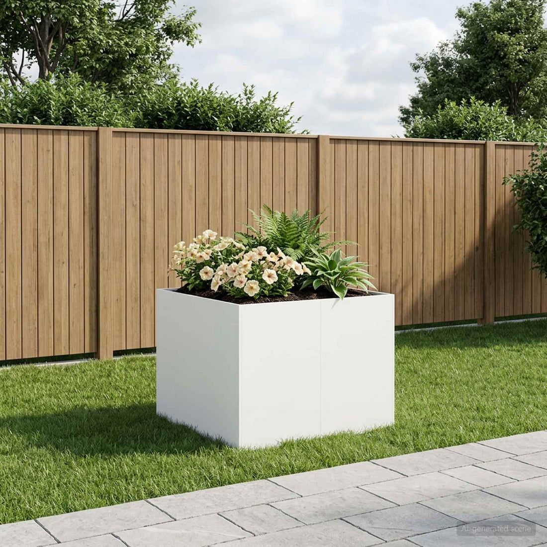vidaXL Macetero de Jardín Blanco 80 x 80 x 60 cm
