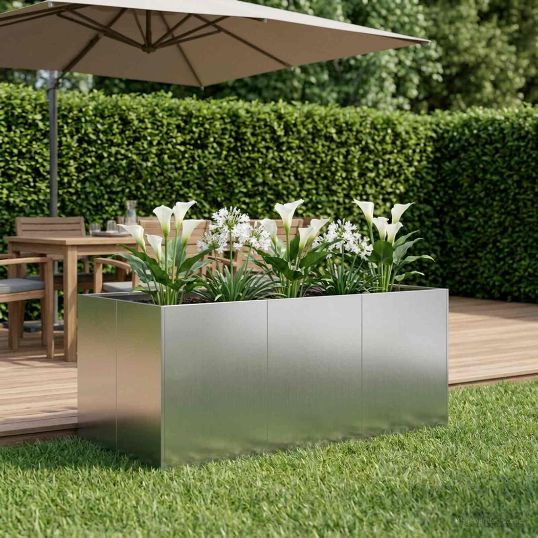 vidaXL Macetero de Jardín Plateado 120 x 80 x 60 cm Acero Galvanizado