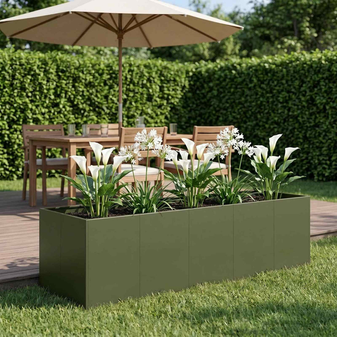 vidaXL Macetero de Jardín Verde oliva 200 x 80 x 60 cm