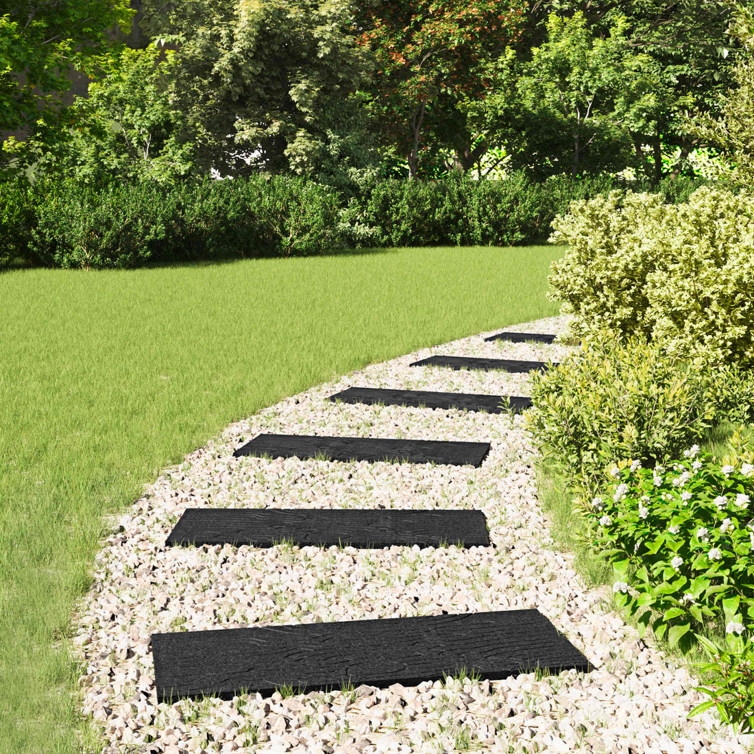 vidaXL Piedra decorativa 6 uds. Negro 60,5 x 25 x 2 cm Goma