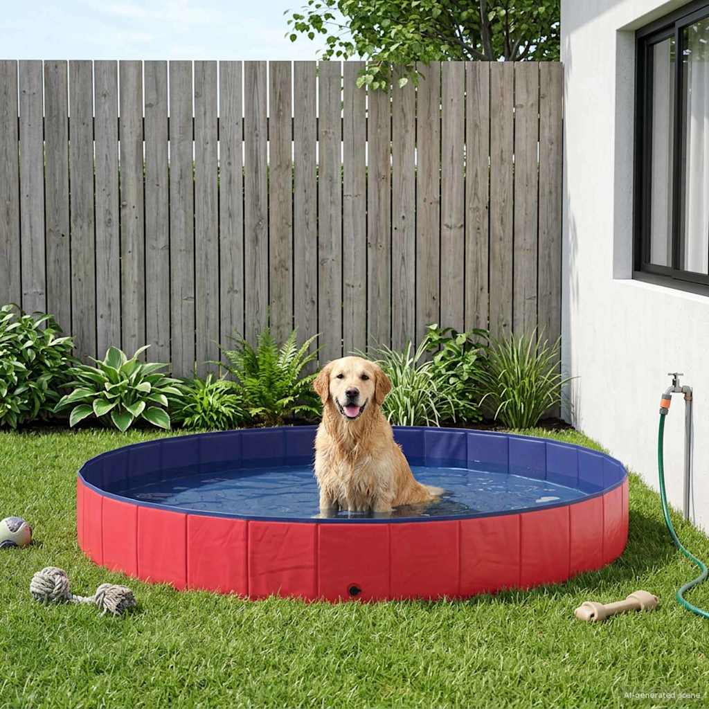 vidaXL Piscina para Perros Ø300 x 38 cm PVC Grueso Rojo
