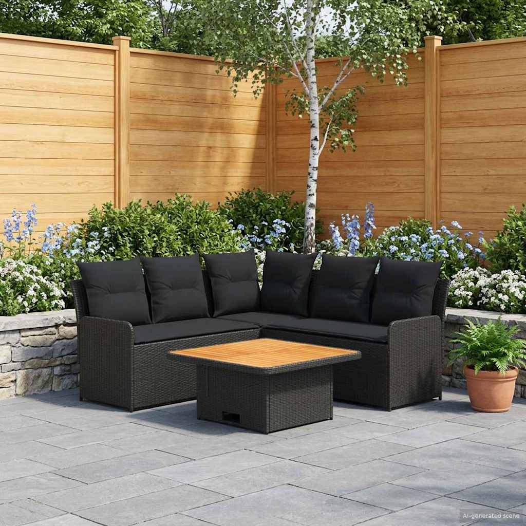 vidaXL Juegos de muebles 6 uds. Negro Ratán sintético