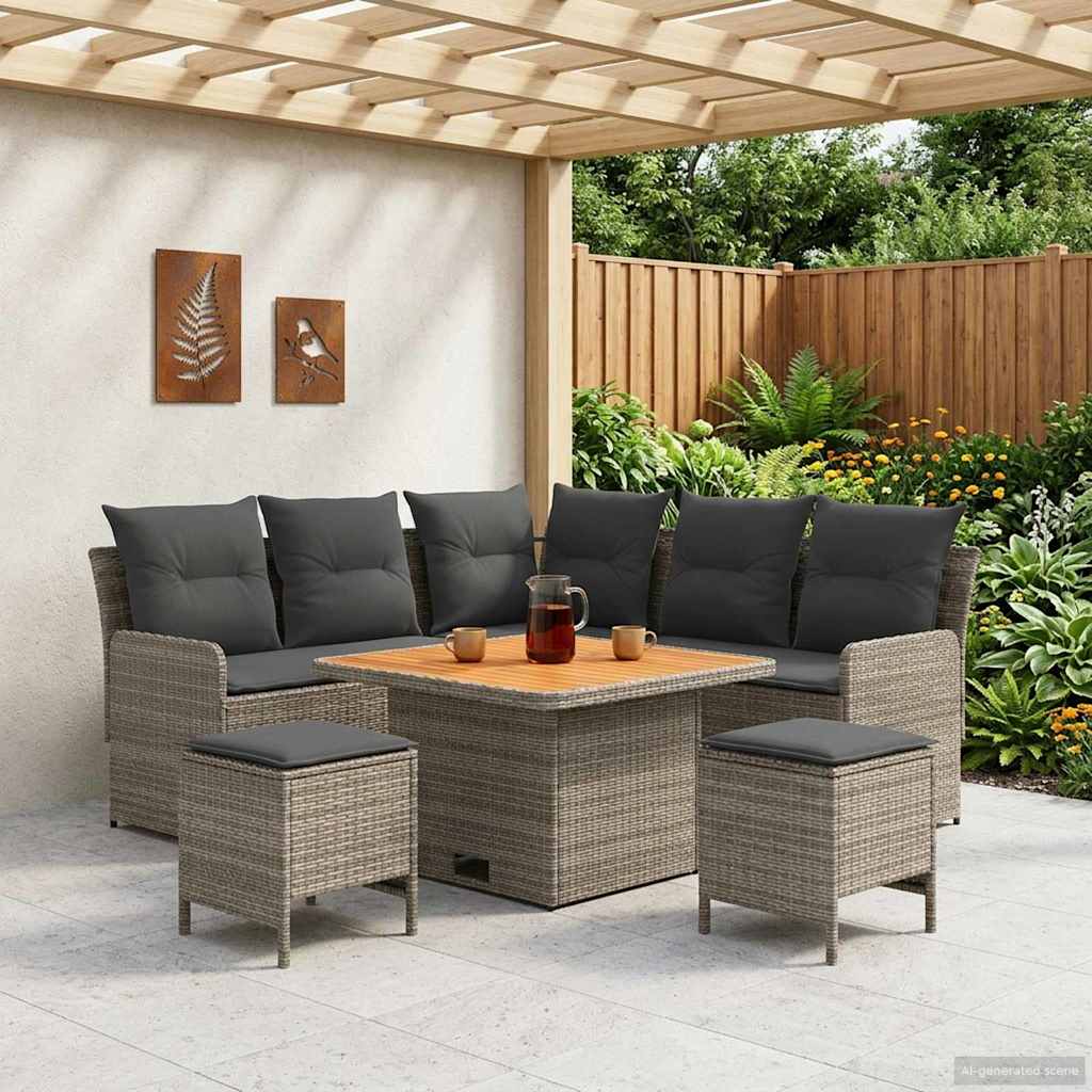 vidaXL Juegos de muebles 6 uds. Gris y Gris Oscuro Ratán sintético