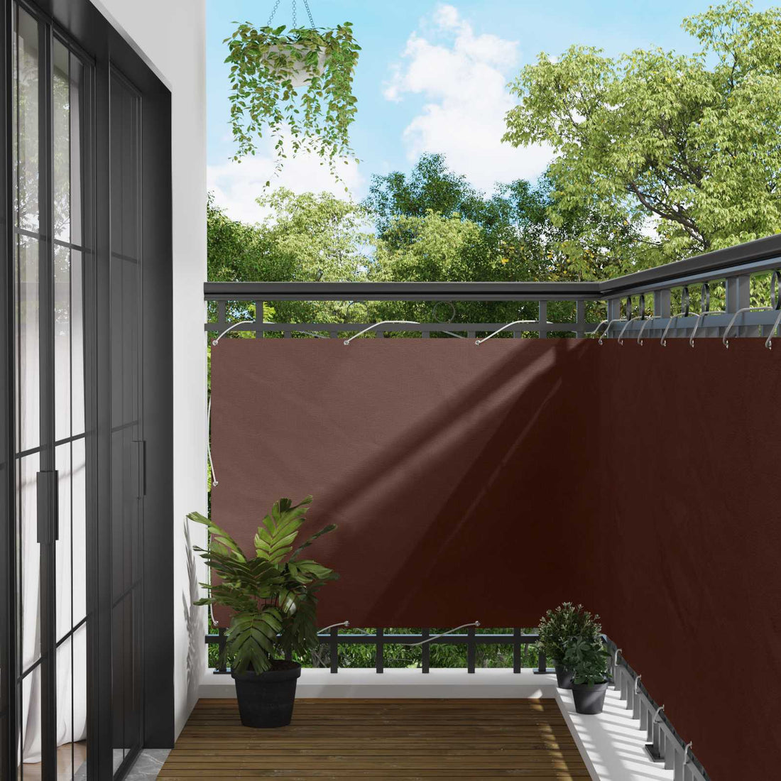 vidaXL Pantalla de Balcón 110 x 800 cm Tela Oxford Rectangular Marrón