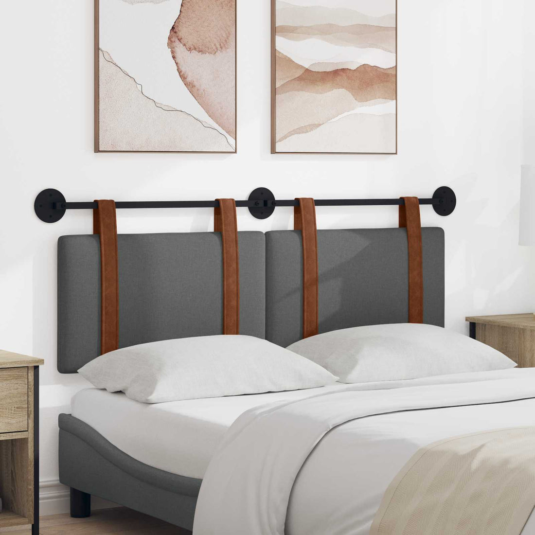 vidaXL Cabecera Colgante Liso Gris oscuro 130 x 55 x 5 cm PU antiguo
