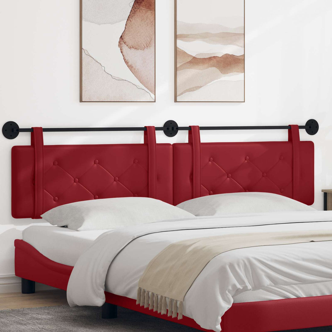 vidaXL Cabecero colgante Rojo vino Cuero sintético
