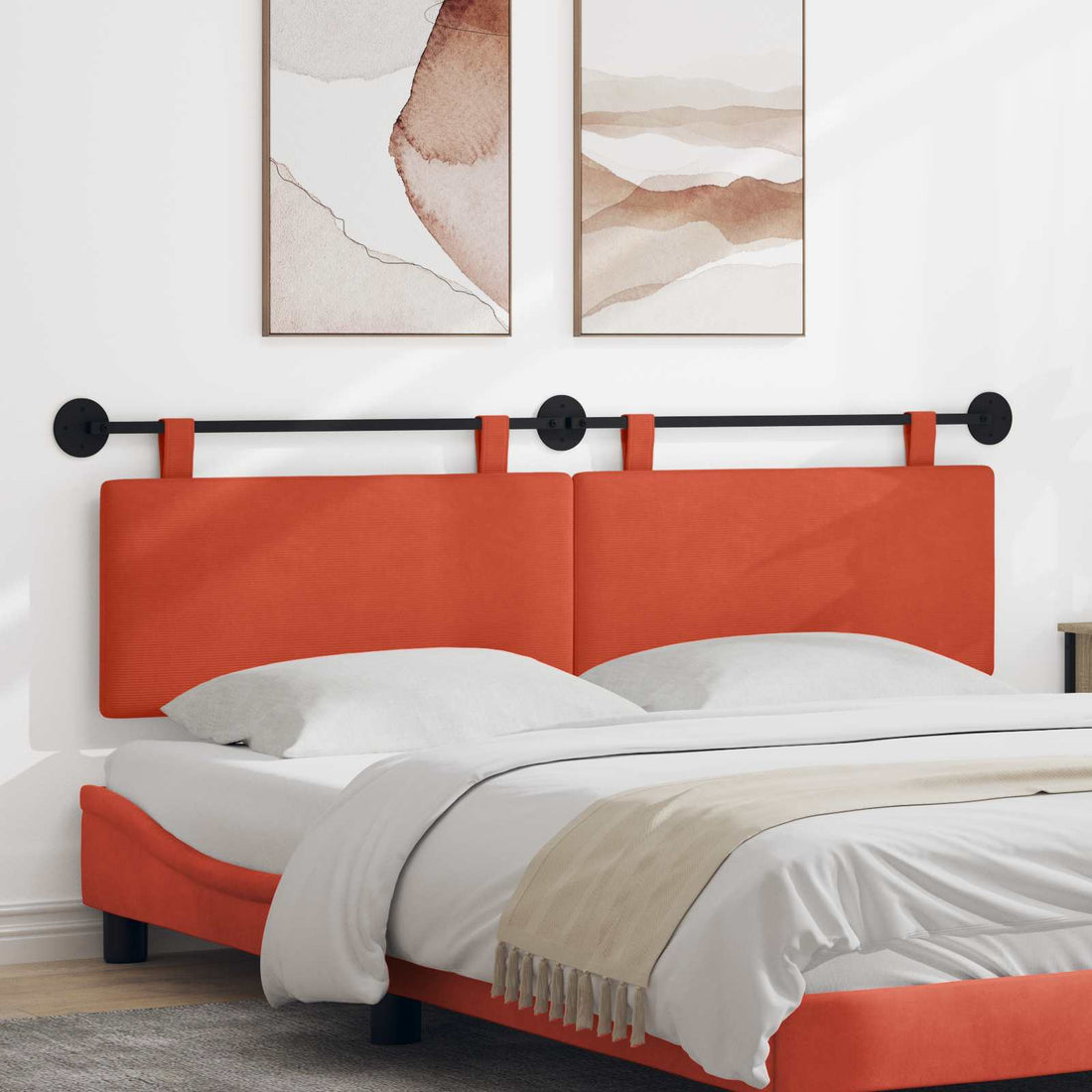 vidaXL Cabecero colgante Rojo Naranja Tela de Pana