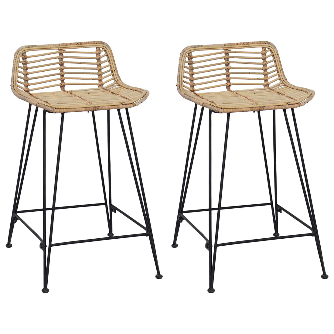 vidaXL Taburete de bar 2 uds. Natural 44 x 45 x 76 cm Ratán y acero
