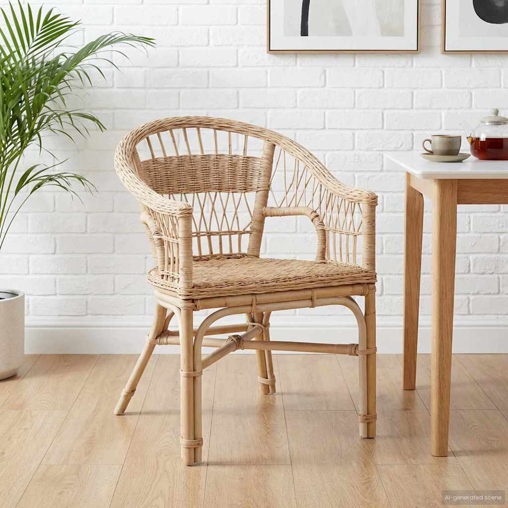 vidaXL Silla Apilable Ratán Natural 60 x 60 x 81 cm