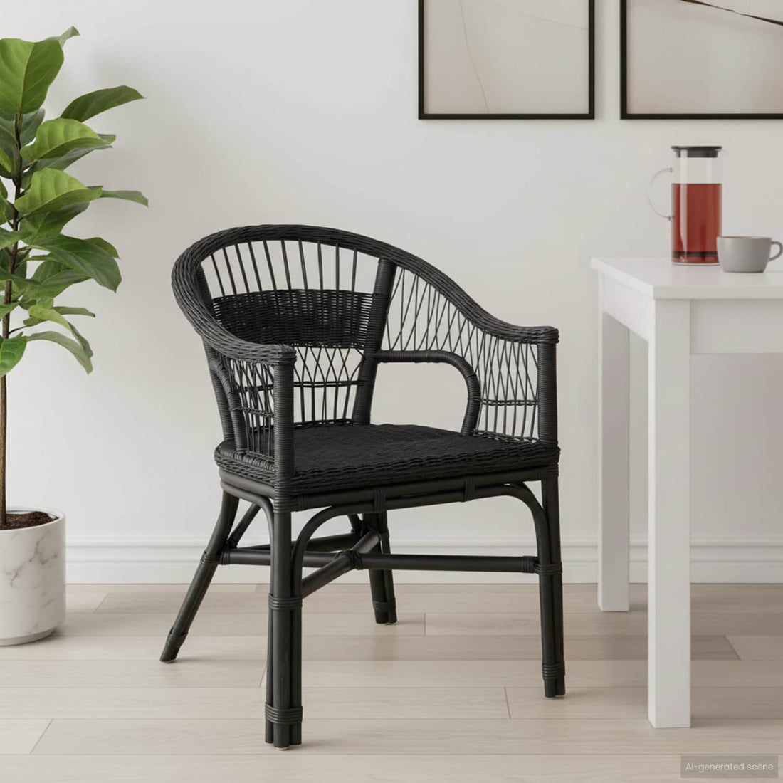 vidaXL Silla Apilable Ratán Negro 60 x 60 x 81 cm