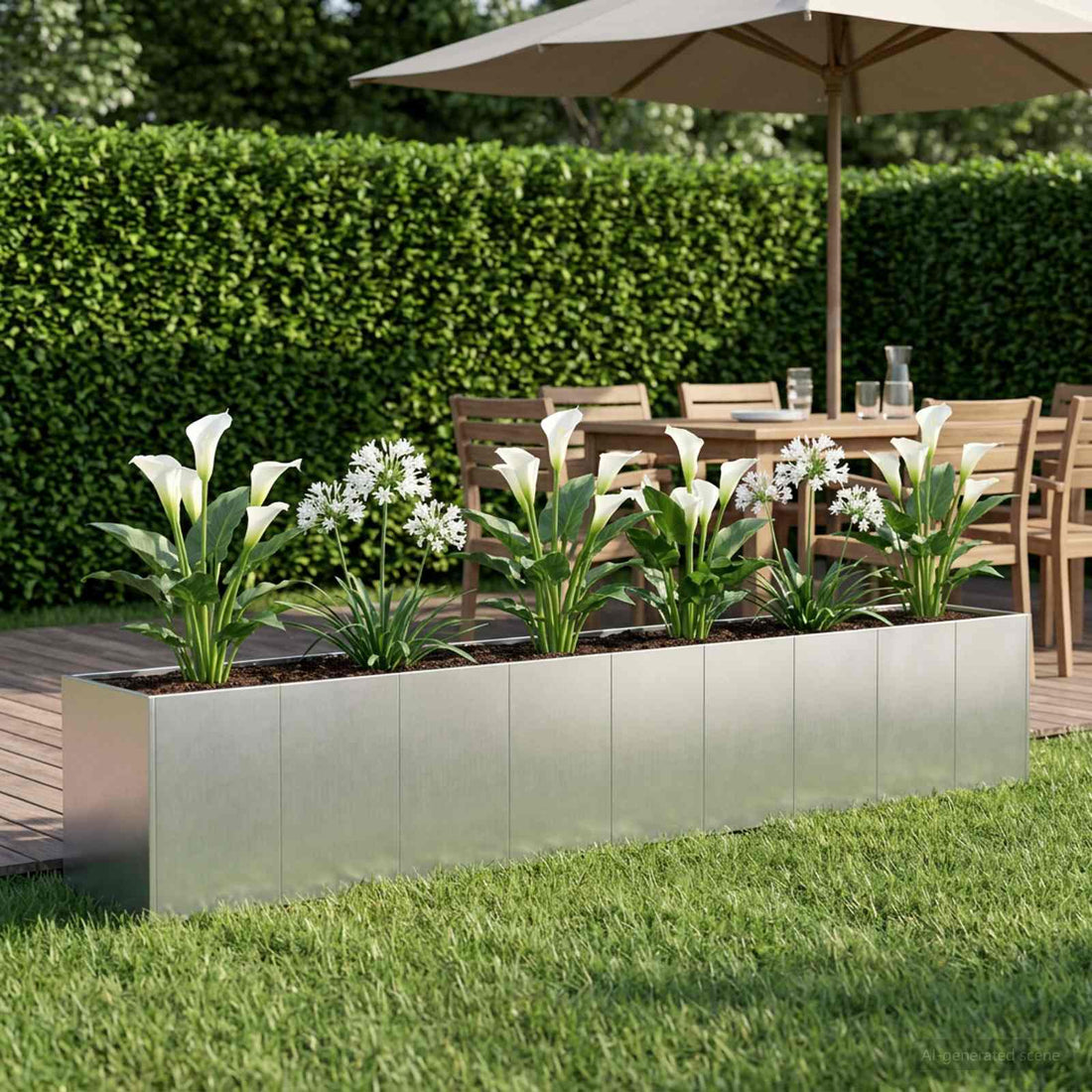 vidaXL Macetero de Jardín Plateado 360 x 40 x 60 cm Acero Galvanizado
