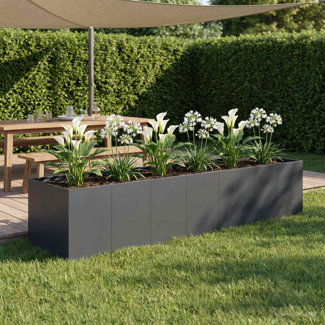 vidaXL Macetero de Jardín Gris antracita 280 x 80 x 60 cm