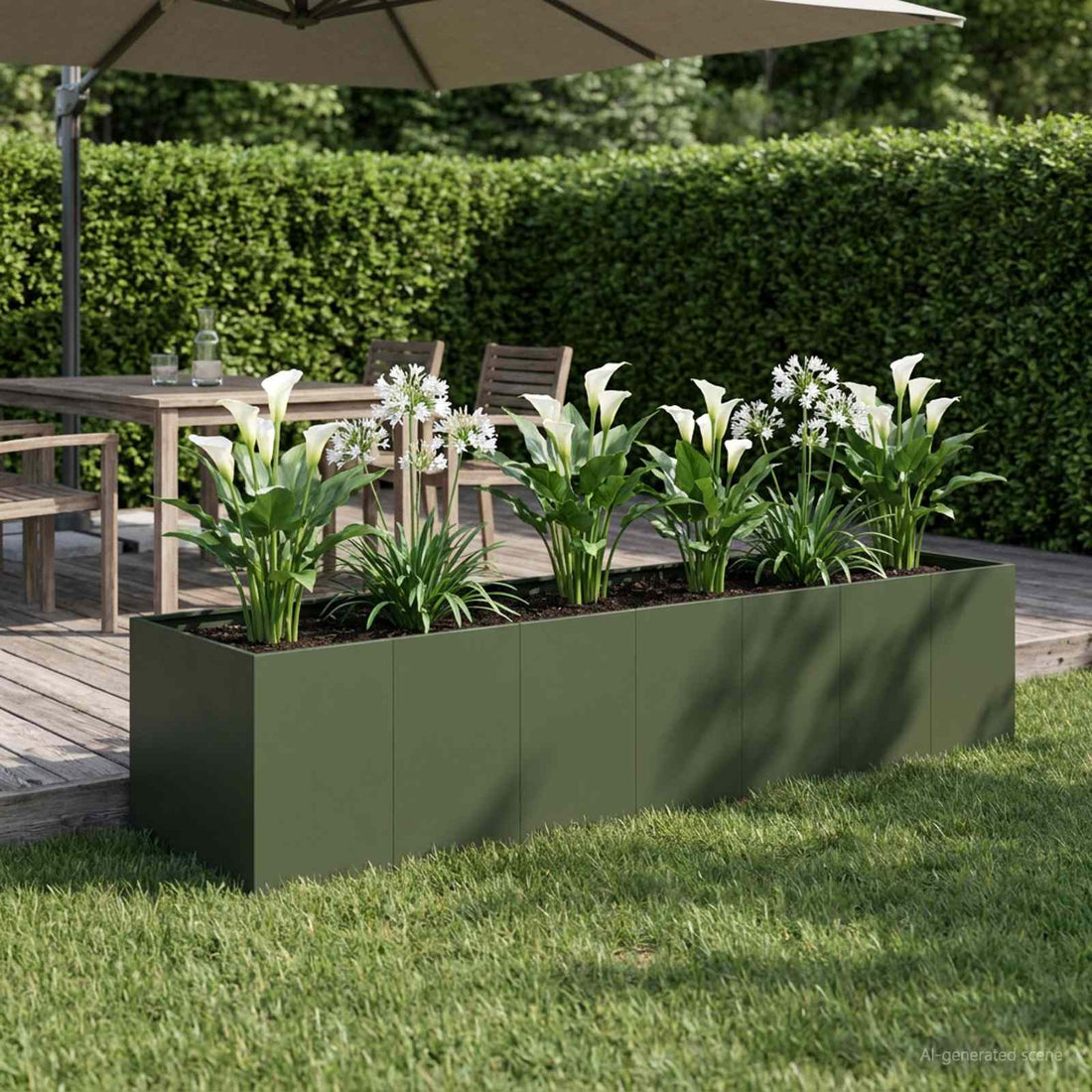 vidaXL Macetero de Jardín Verde oliva 280 x 80 x 60 cm