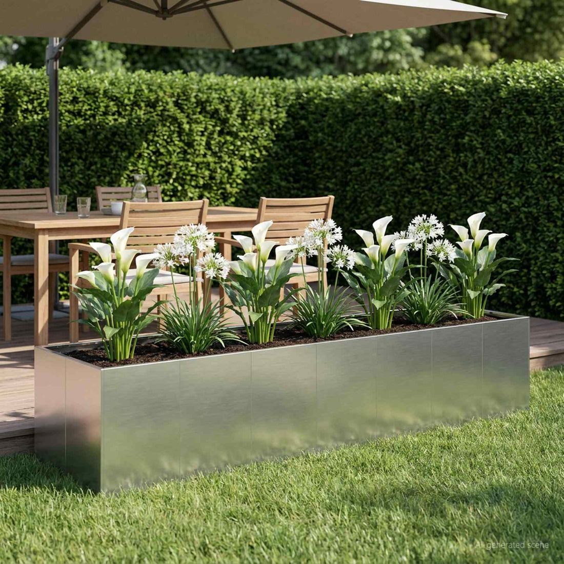 vidaXL Macetero de Jardín Plateado 280 x 80 x 60 cm Acero Galvanizado