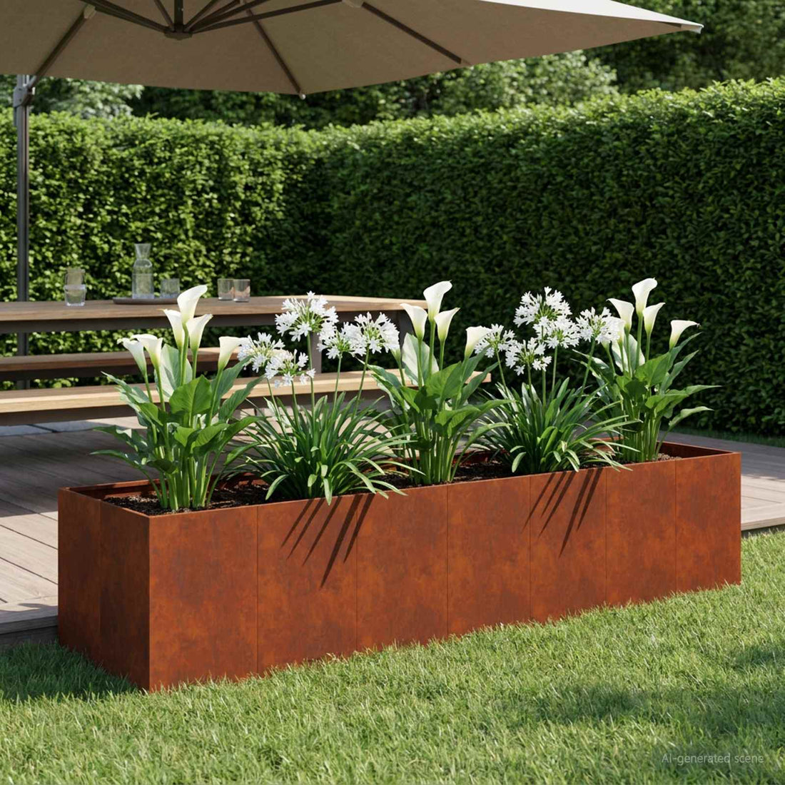 vidaXL Macetero de Jardín Oxidado 280 x 80 x 60 cm Acero oxidado