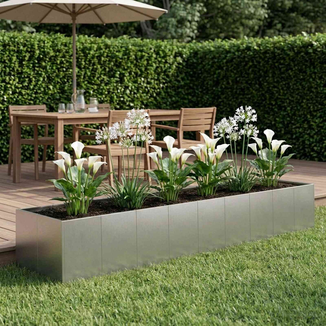 vidaXL Macetero de Jardín Plateado 360 x 80 x 60 cm Acero inoxidable