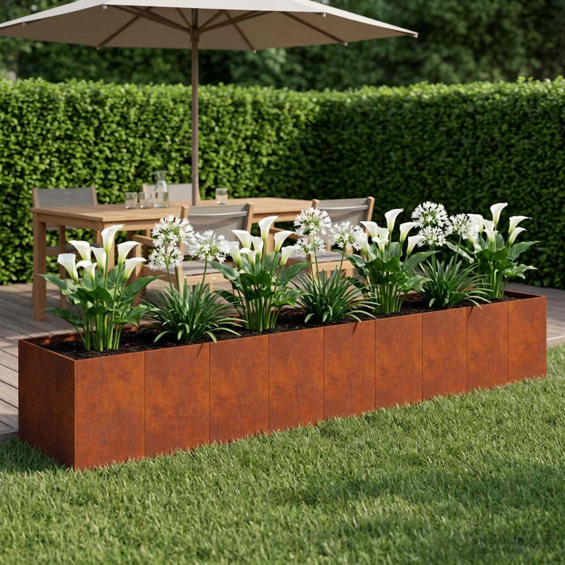 vidaXL Macetero de Jardín Oxidado 360 x 80 x 60 cm Acero oxidado