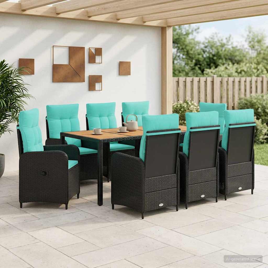 vidaXL Juego de comedor para exteriores 9 uds.
