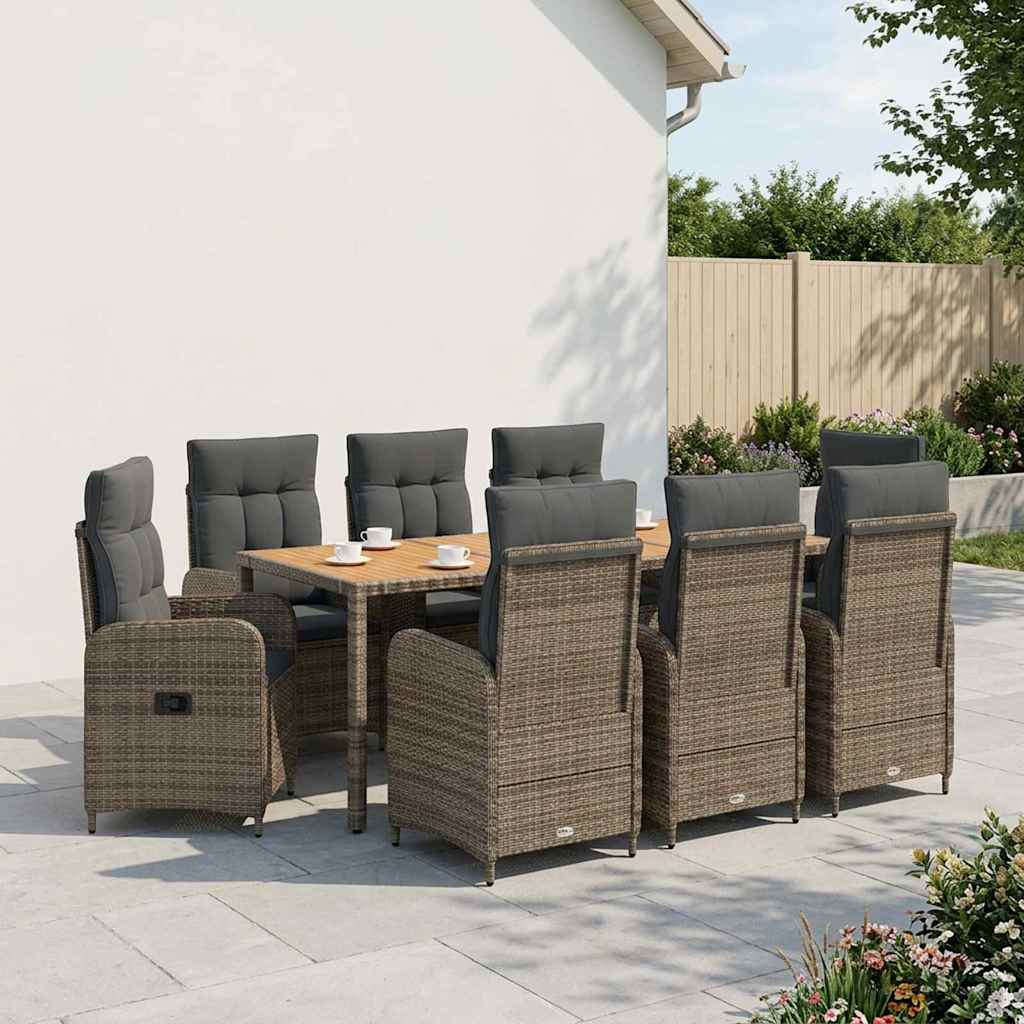 vidaXL Juego de comedor para exteriores 9 uds.