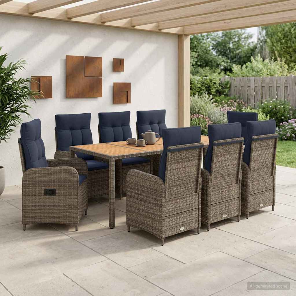 vidaXL Juego de comedor para exteriores 9 uds.